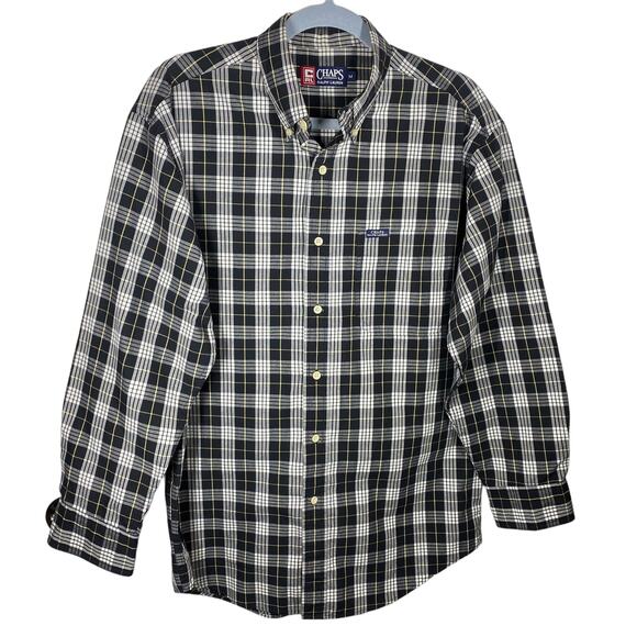 Chaps x Ralph Lauren Other - Chaps Ralph Lauren Button Down Shirt Black White Yellow Checkered Mens Medium